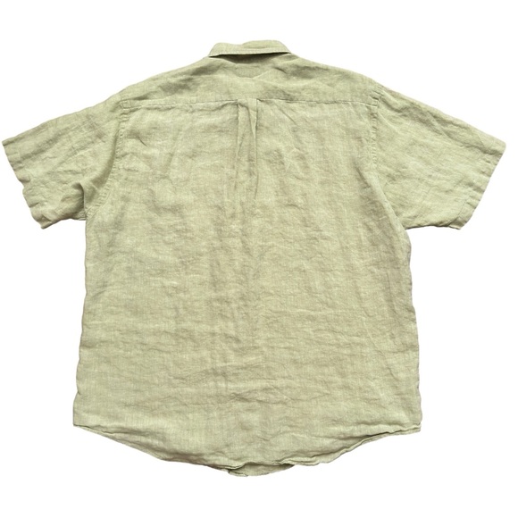 Brooks Brothers Shirt Mens Size XL 346 Short Sleeve Button 100% Linen Green - Picture 2 of 5